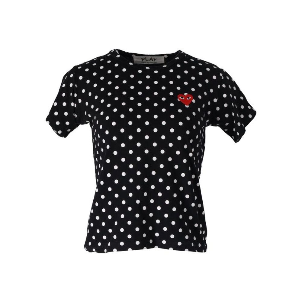 Comme des Garcons PLAY Polka Dot Heart Emblem T-shirt in Black Cotton